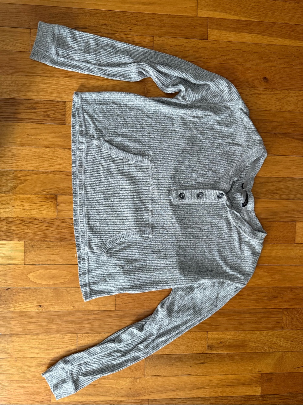 Abercrombie & Fitch Light Gray Crewneck Henley Knit Top